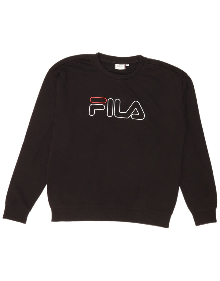 Fila Damen Grafik-Sweatshirt-Pullover UK 10/12 Mittelschwarze Baumwolle