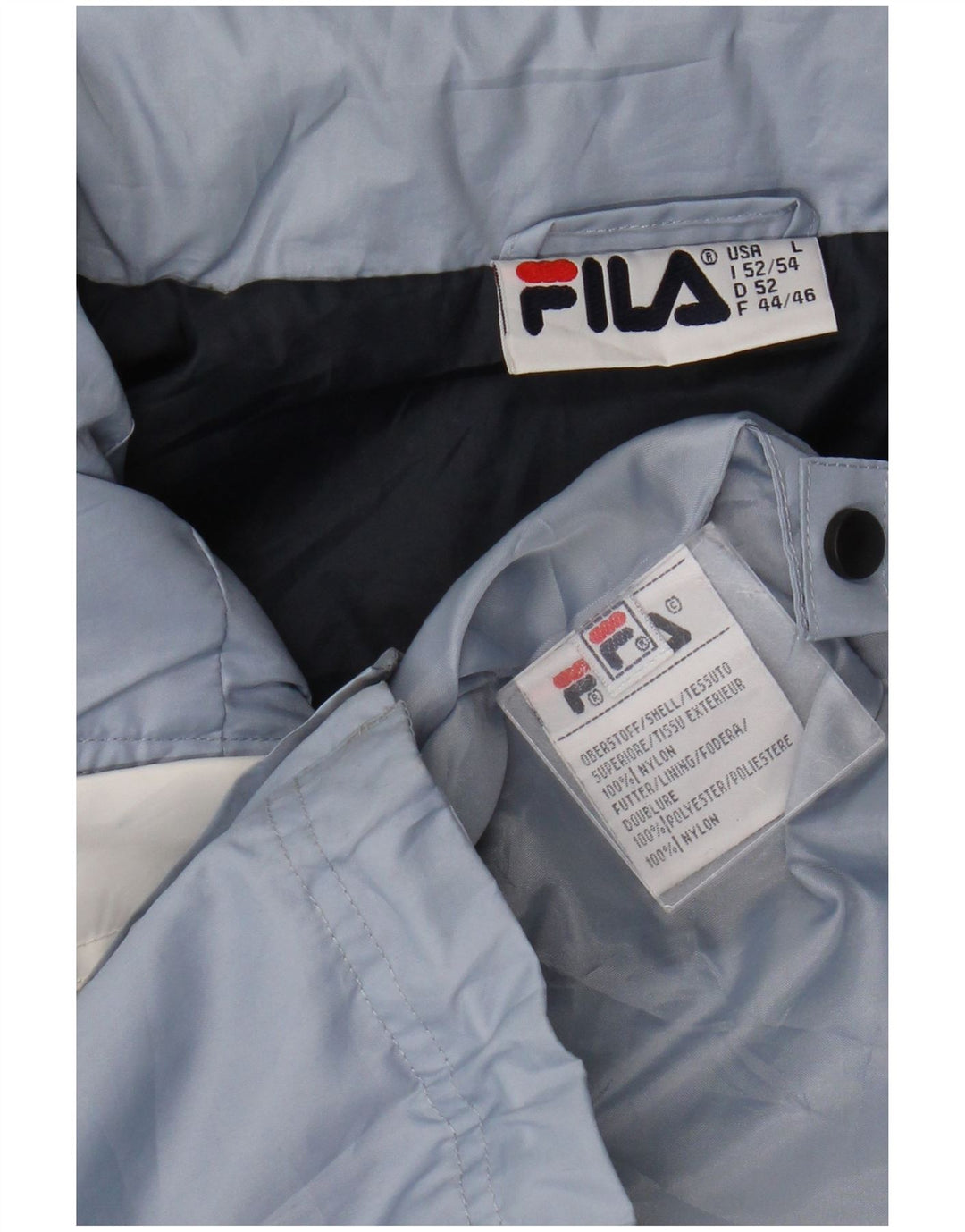 Fila Herren-Windbreakerjacke mit Kapuze, UK 40, groß, blaues Colourblock-Nylon