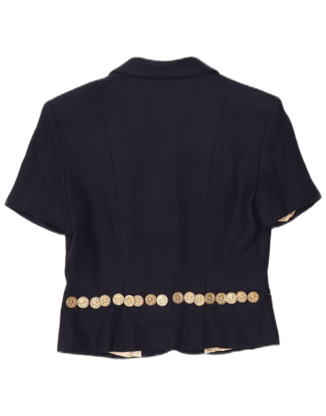 Moschino Damen-Blazer mit 3 Knöpfen, kurzärmelig, Gr. 14, Marineblau