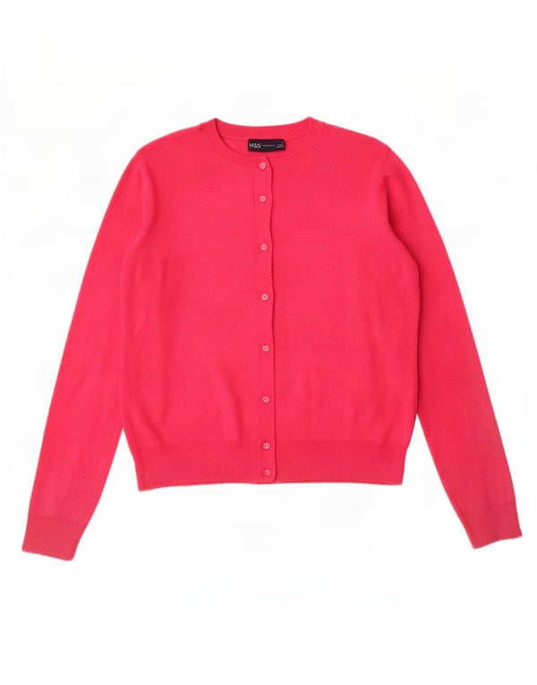 Marks & Spencer Damen Crop Cardigan Pullover UK 12 Mittelrosa Viskose