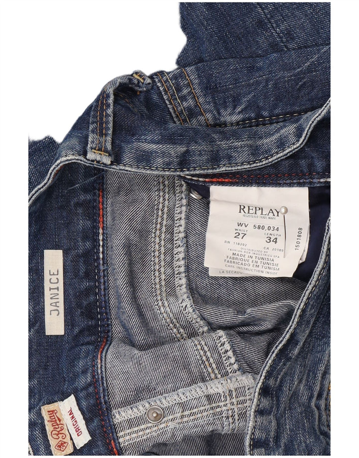 Replay Damen Janice Bootcut Jeans W27 L34 Blaue Baumwolle
