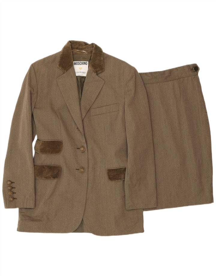 MOSCHINO Damen 3-Knopf-2-teiliges Rock-Set UK 12 Medium W28 Brown Classic