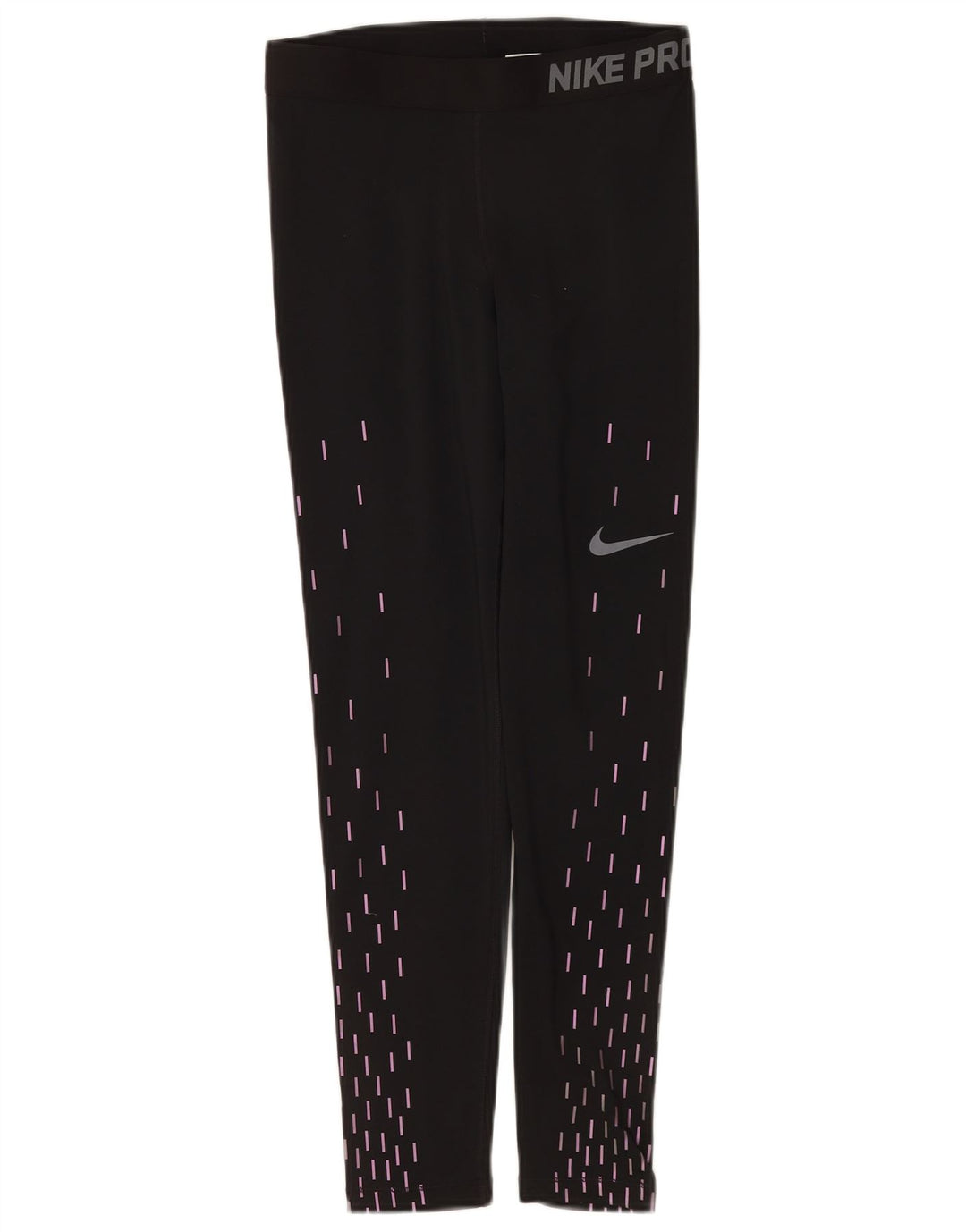 Nike Damen Dri Fit Graphic Leggings UK 12 Medium Schwarz Geometrisch