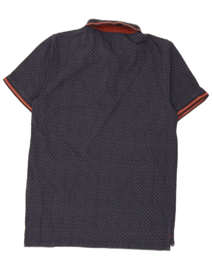 JACK & JONES Herren-Premium-Poloshirt aus mittelblauer, geometrischer Baumwolle