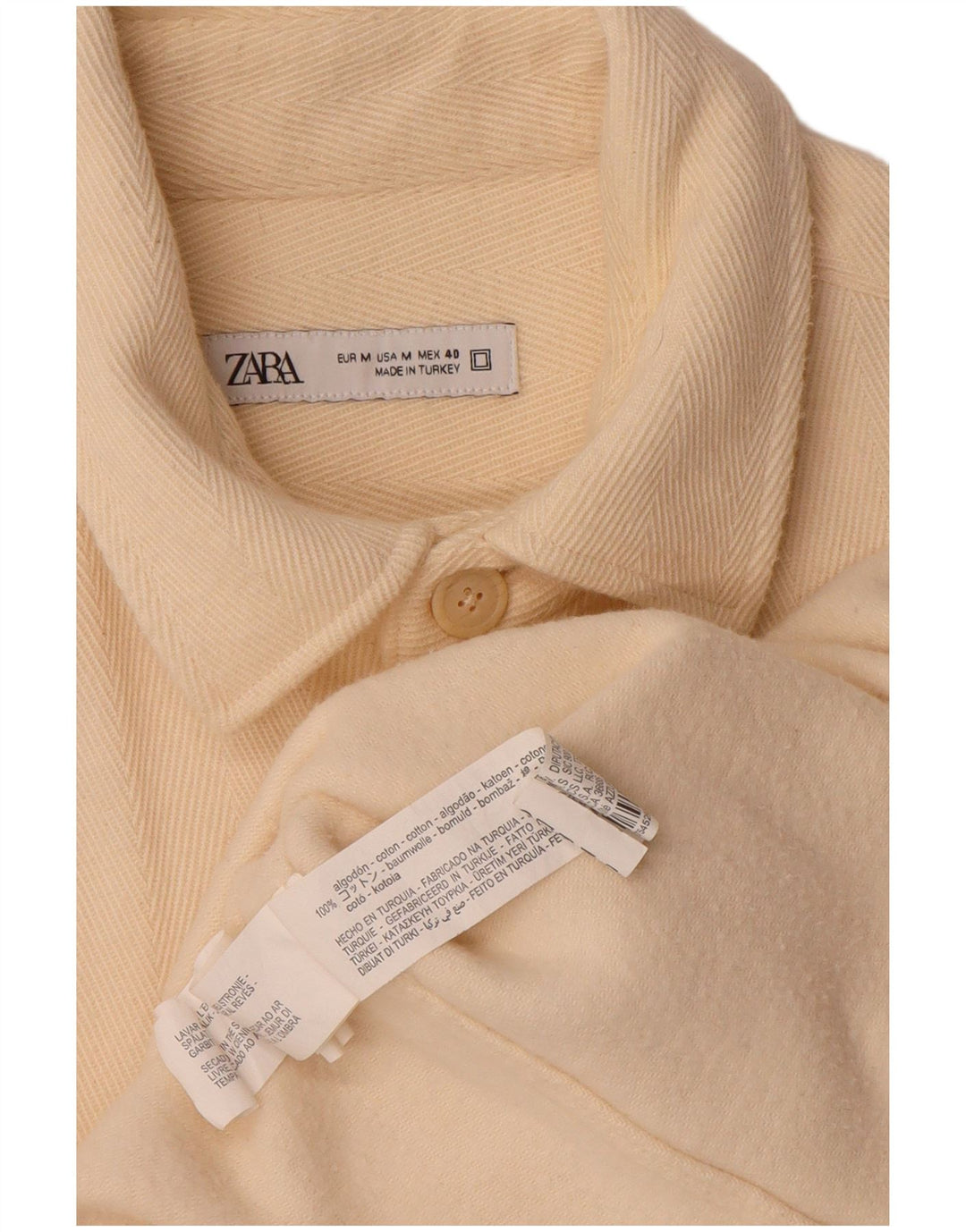 Zara Herren Overshirt Flanellhemd Mittelbeige Polyester