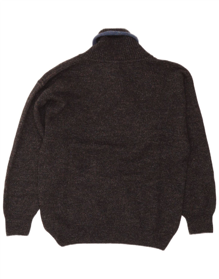 Vintage Herren-Pullover mit Schalkragen, mittlere marineblaue Wolle