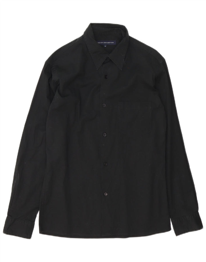 French Connection Herren-Hemd, Größe S, schwarze Baumwolle