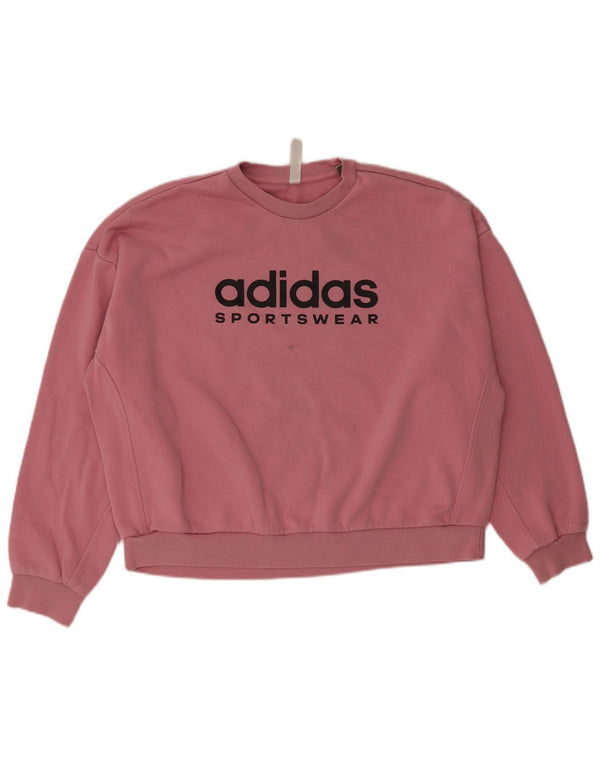 Adidas Damen Übergroßer Grafik-Sweatshirt-Pullover UK 20/22 XL Rosa Baumwolle