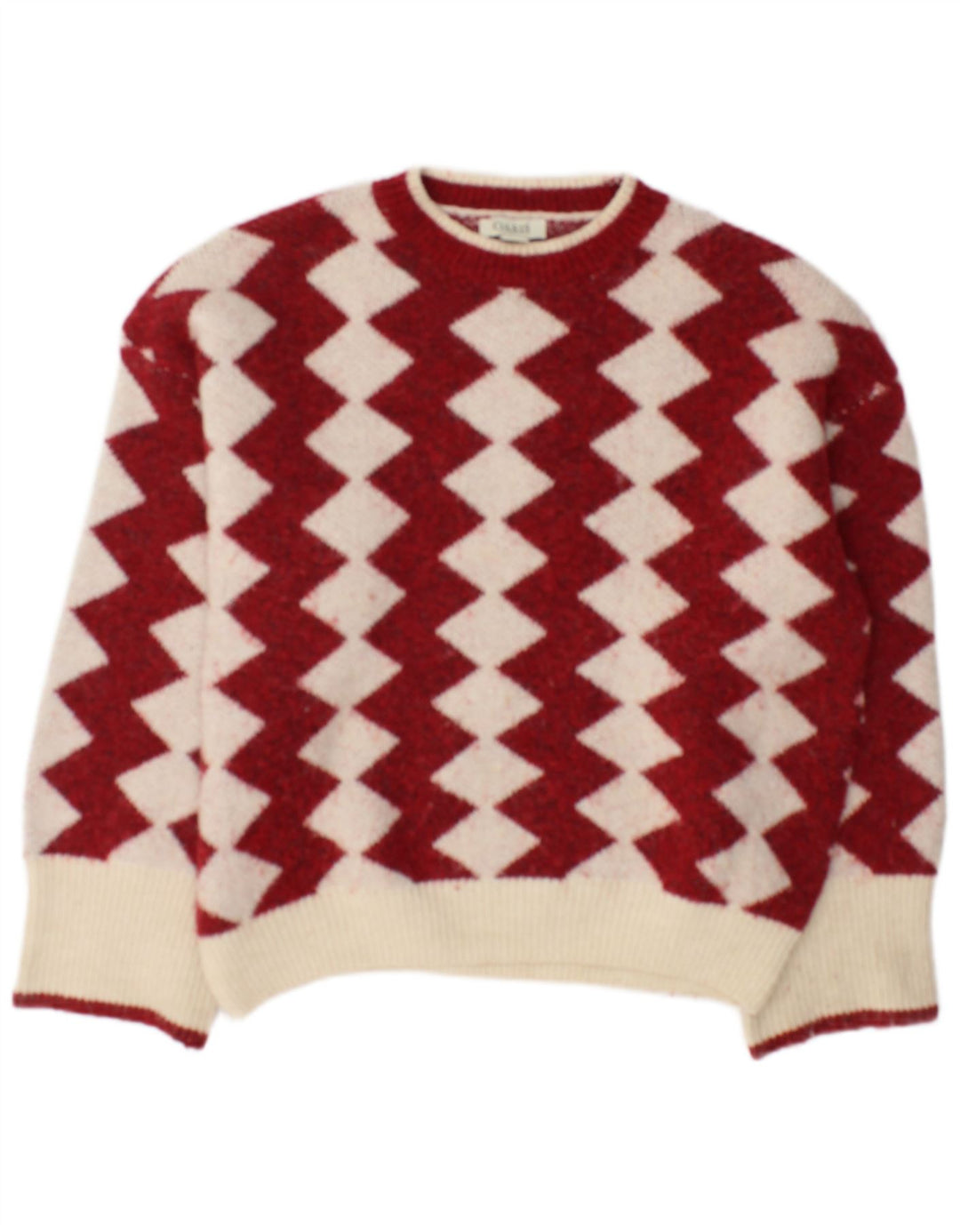 Oasis Damen-Pullover, übergroß, Rundhalsausschnitt, Gr. 10, klein, rot, geometrisch