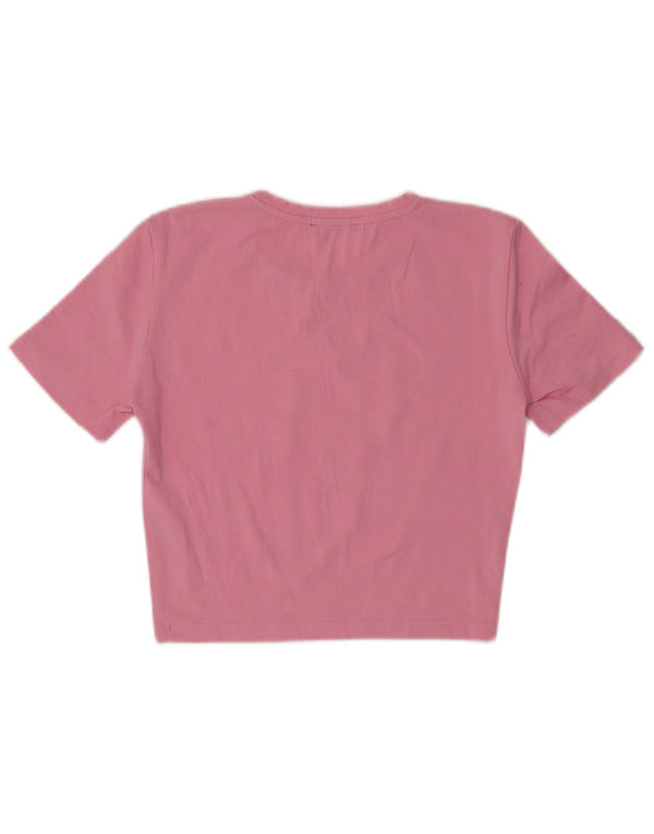 Zara Damen Crop T-Shirt Top UK 8 Small Rosa Baumwolle