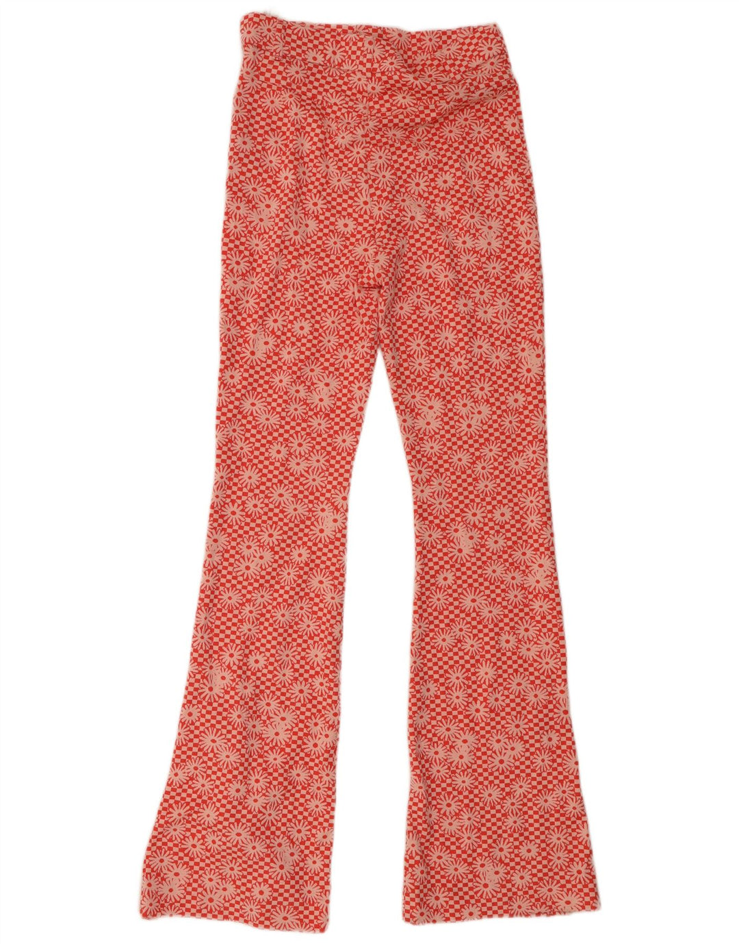 Zara Damen Flare Freizeithose Medium W28 L33 Orange Floral Polyester