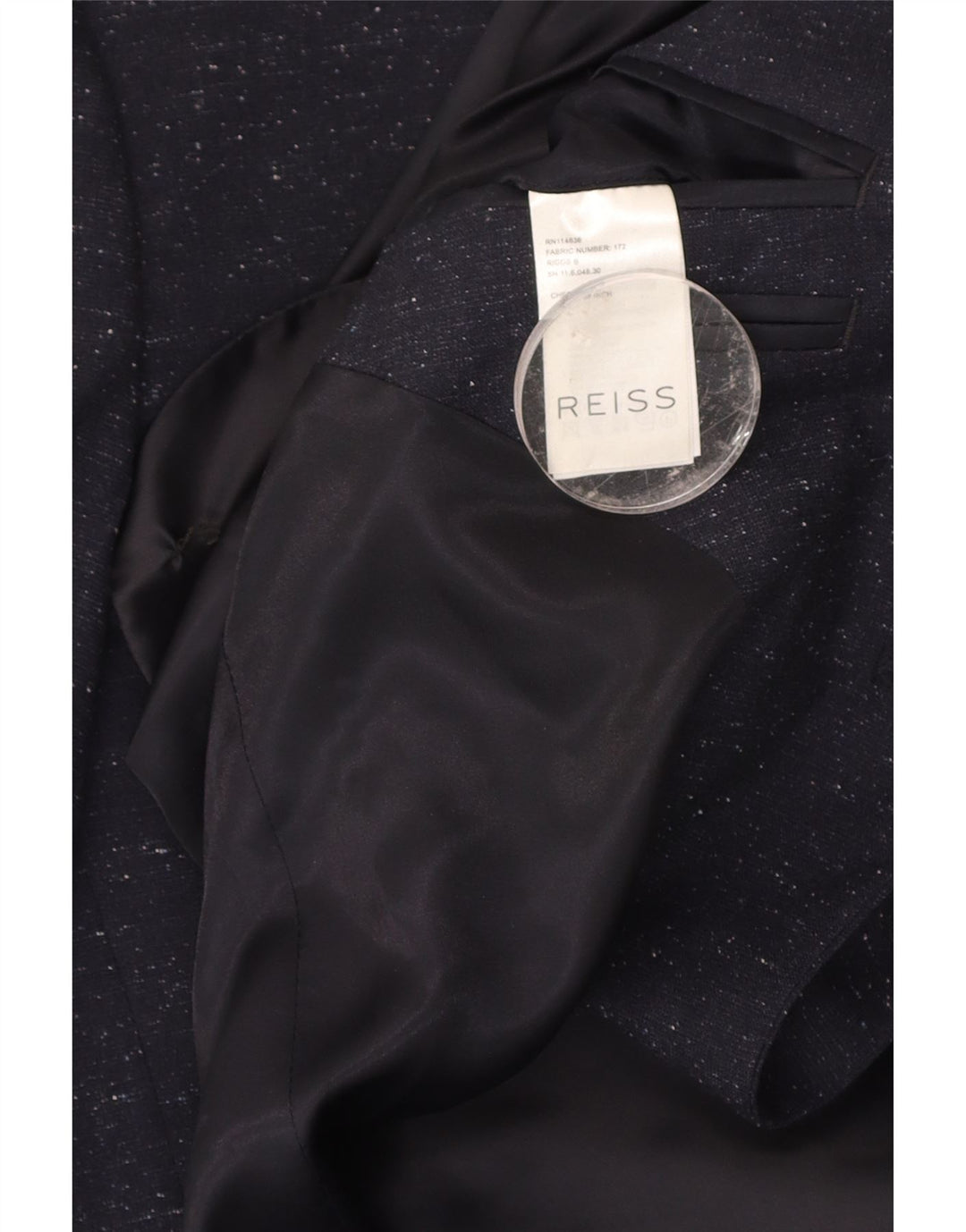 REISS Mens 2 Button Blazer Jacket UK 38 Medium Navy Blue Flecked Wool