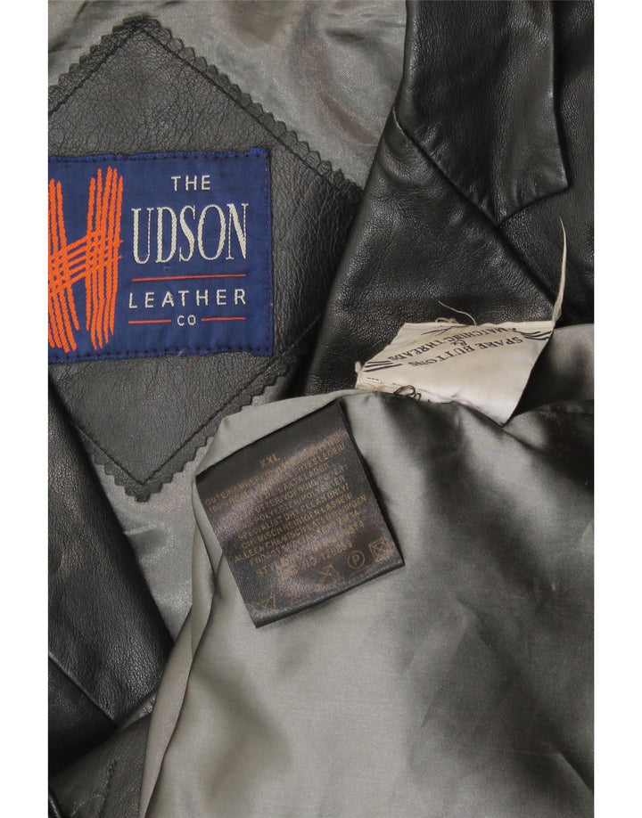 HUDSON Herren Lederjacke UK 44 2XL Schwarzes Leder
