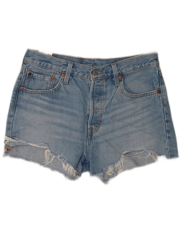 Levi's Damen 501 Distressed Denim Shorts W28 Mittelblaue Baumwolle