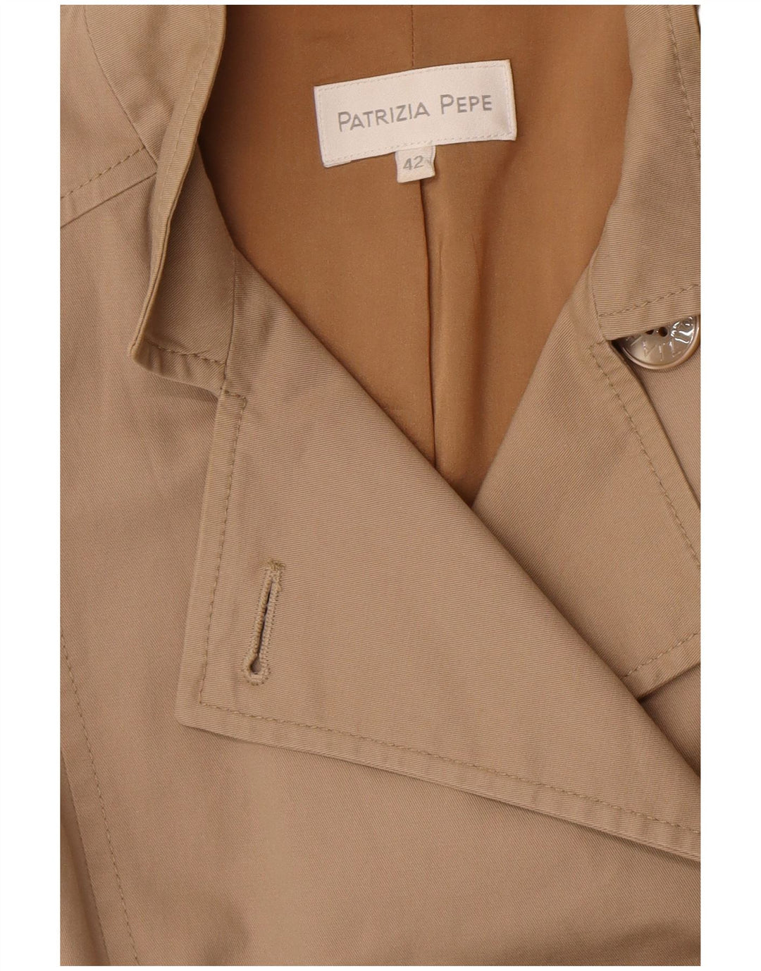Patrizia Pepe Damen Trenchcoat IT 42 Mittelbeige Baumwolle