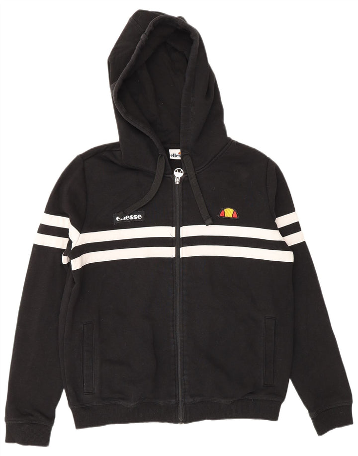Ellesse Damen-Pullover mit übergroßem Reißverschluss und Kapuze, Gr. 10, Größe S, Schwarz, gestreift