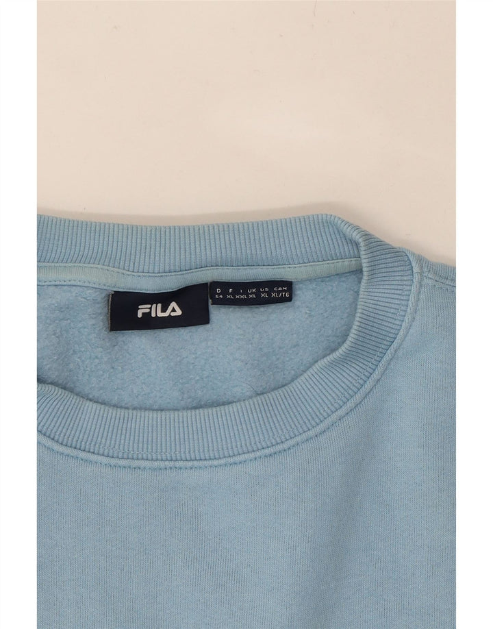 FILA Mens Graphic Sweatshirt Jumper XL Blue Cotton Vintage Fila and Second-Hand Fila from Messina Hembry 