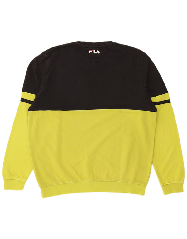 Fila Herren Grafik-Sweatshirt-Pullover XL aus schwarzer Colourblock-Baumwolle