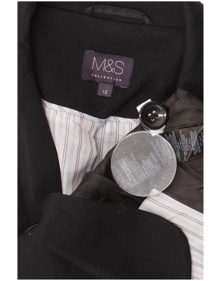Marks & Spencer Damen Crop 1 Button Blazer Jacke UK 12 Medium Schwarz