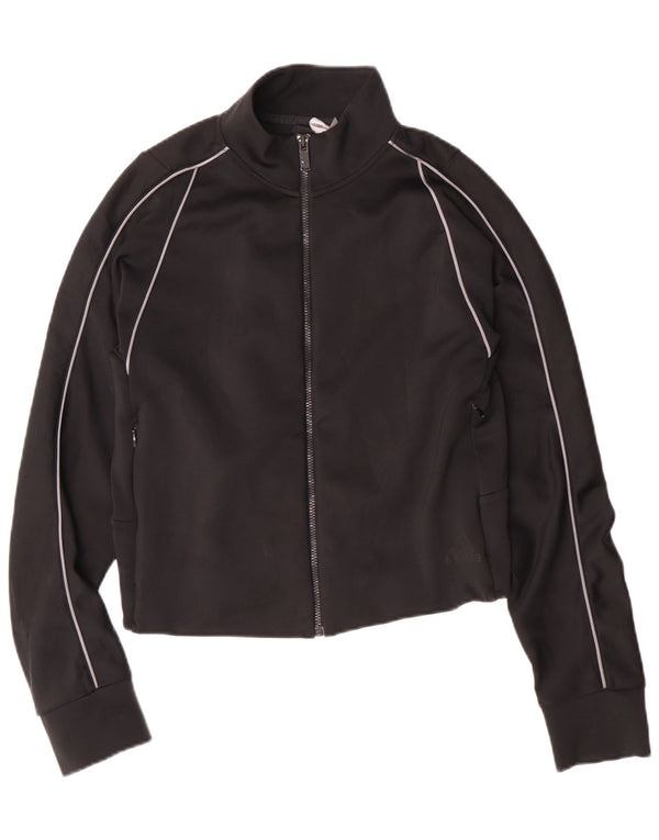 Adidas Damen Crop Trainingsanzug Top Jacke UK 12/14 Medium Schwarz Polyester