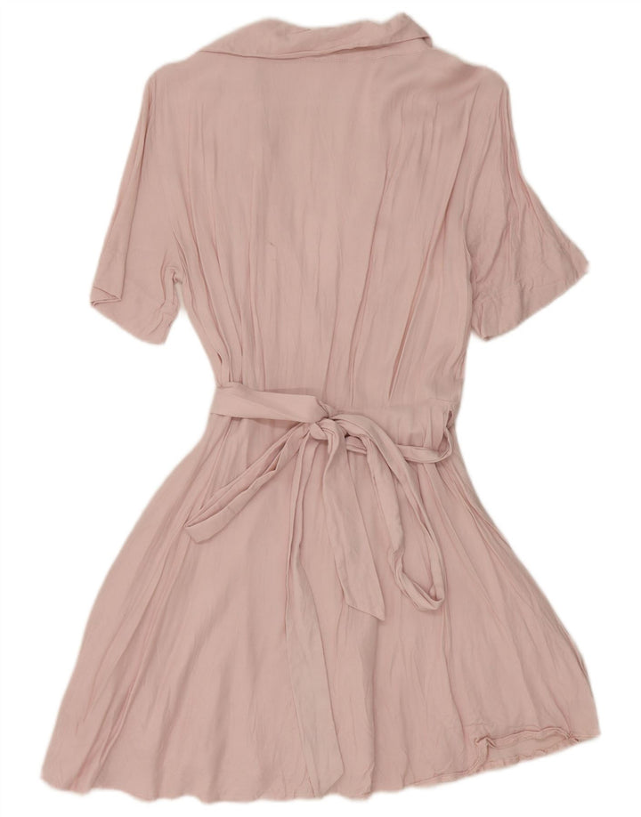 Zara Damen Wickelkleid UK 10 Small Rosa Viskose