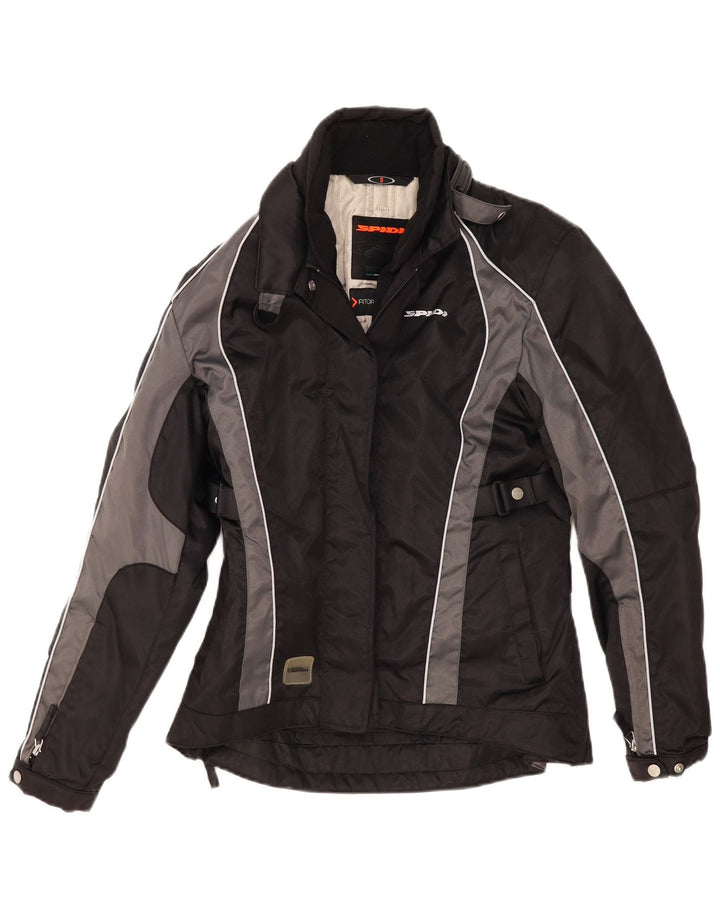 Übergroße Racer-Jacke von Spidi für Damen, UK 10, Größe S, Schwarz, Farbblock