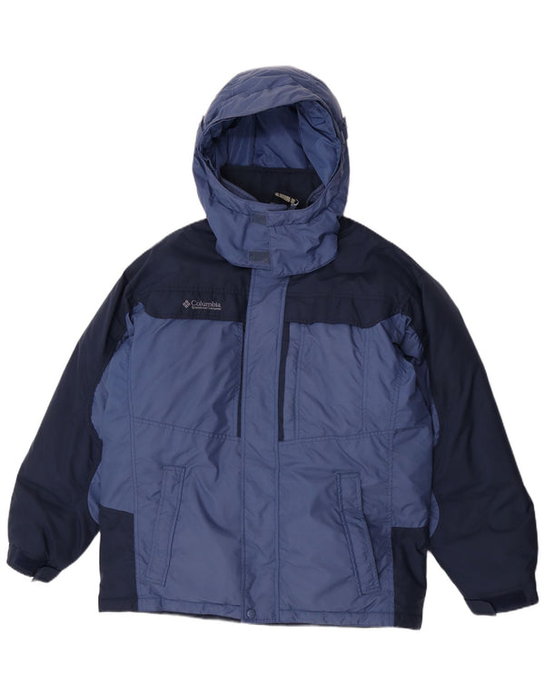 Columbia Jungen-Skijacke mit Kapuze, 13–14 Jahre, blaues Colourblock-Nylon
