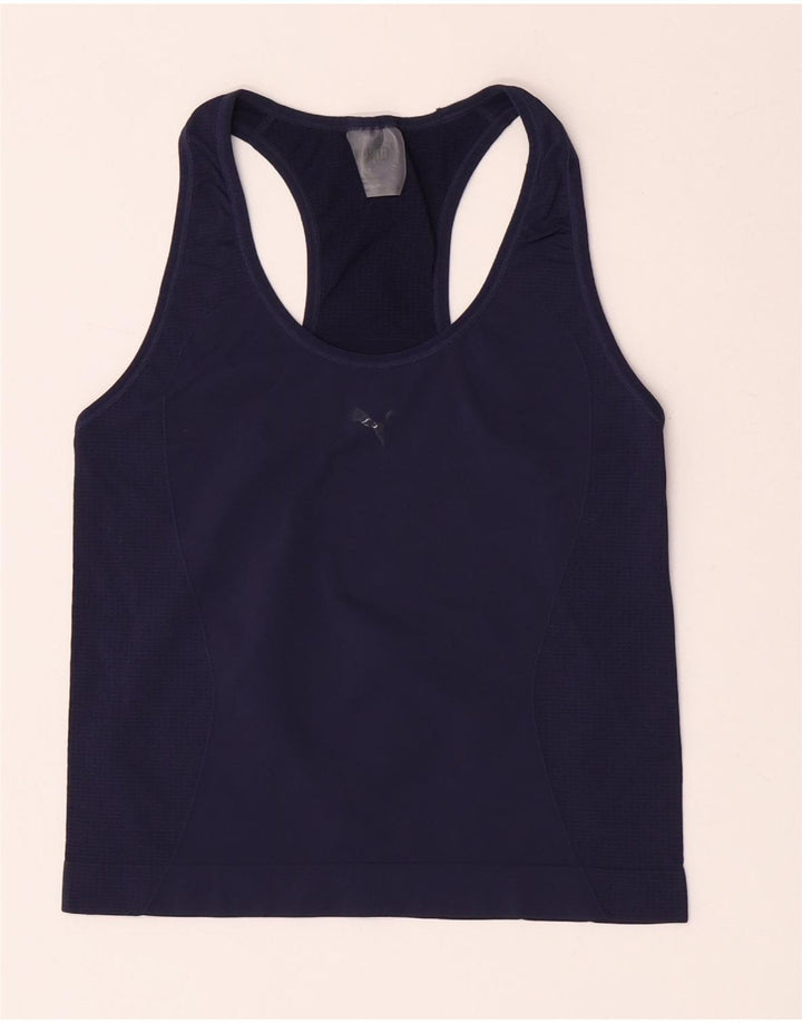 Puma Damen Crop Vest Top UK 12 Medium Marineblau