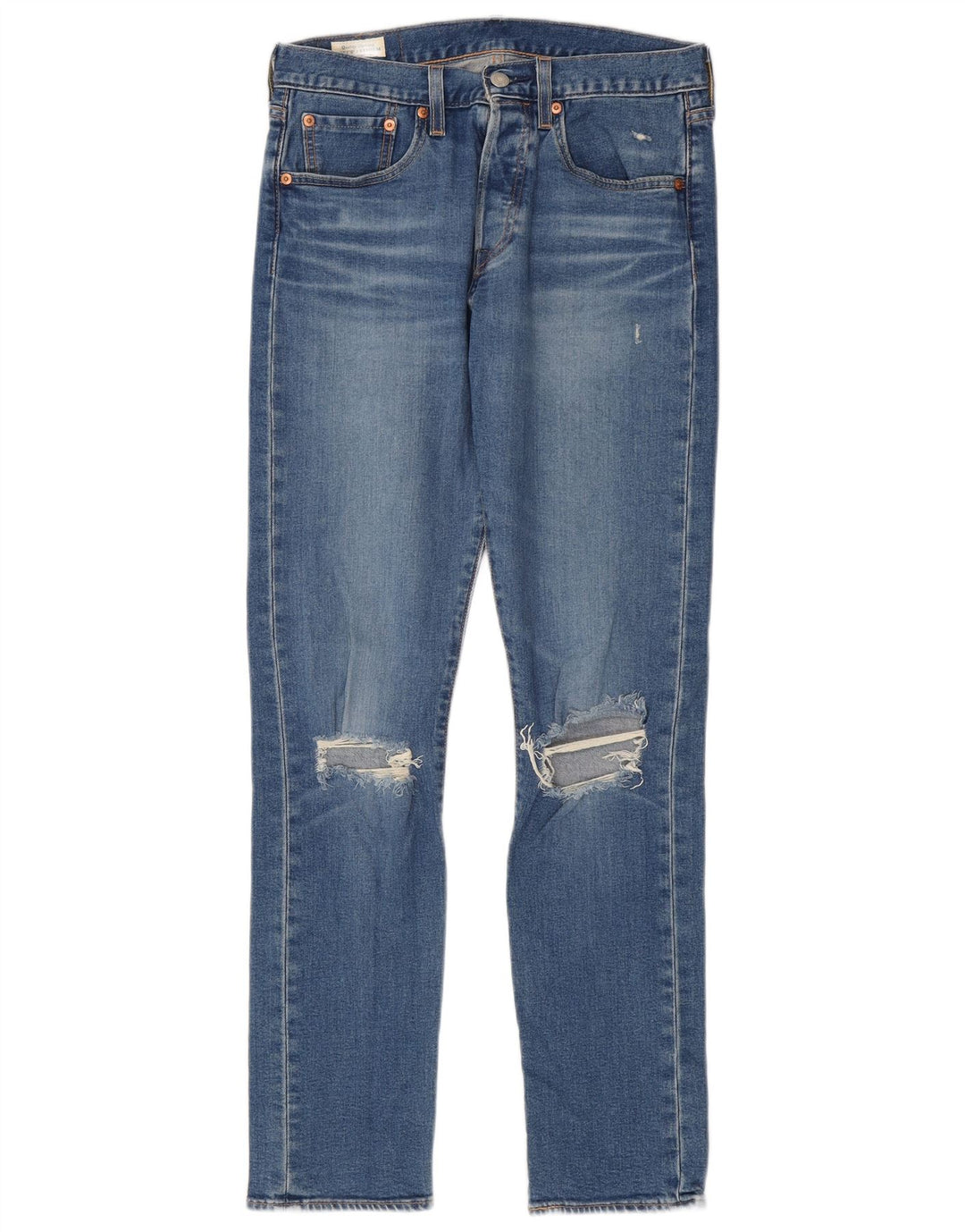 Levi's Herren 501 Distressed Straight Jeans W28 L32 Blaue Baumwolle