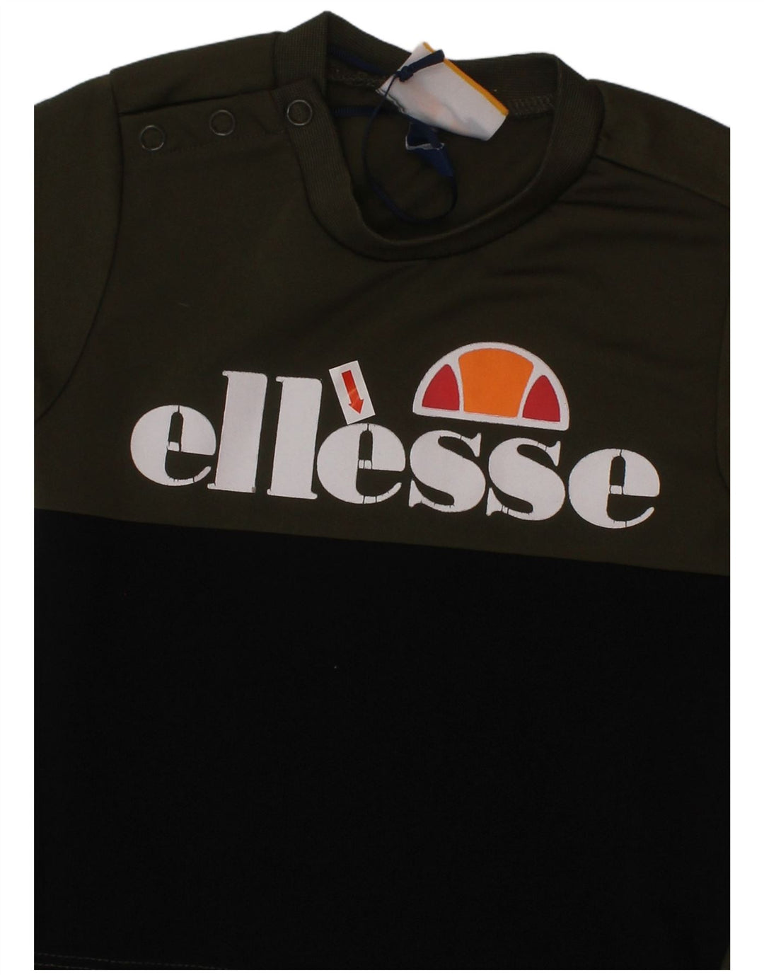ELLESSE Baby-Jungen-T-Shirt mit Grafik, 6–9 Monate, Khaki, Farbblock