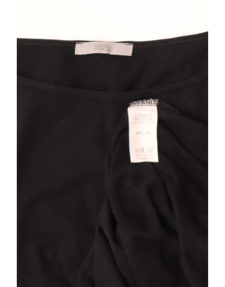Marks & Spencer Damen Crop Top 3/4 Ärmel UK 12 Medium Schwarz Baumwolle
