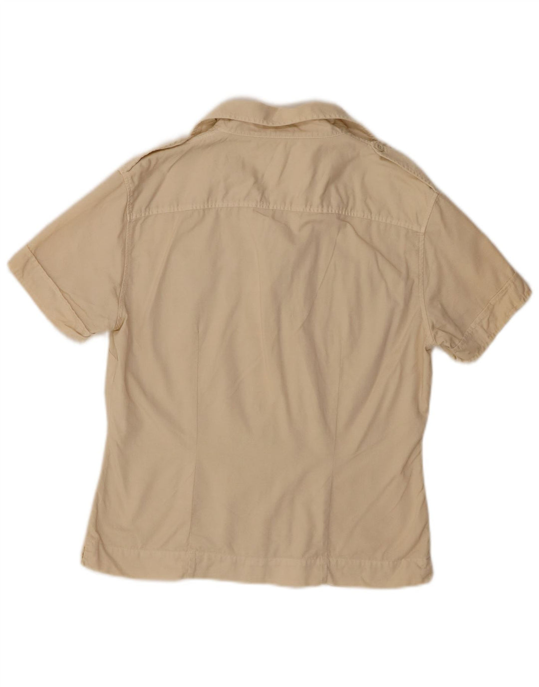 Benetton Damen Kurzarmhemd UK 12 Mittelbeige Baumwolle