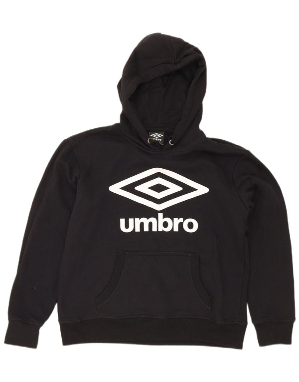 Umbro Womens Graphic Hoodie Pullover UK 14 Mittelschwarze Baumwolle