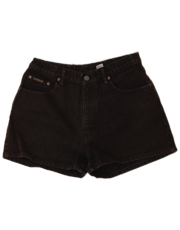 CALVIN KLEIN Damen Jeansshorts mit hoher Taille US 7 Medium W28 Schwarze Baumwolle