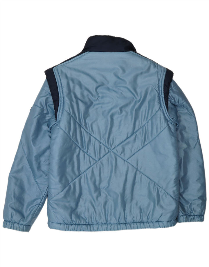Vintage Herren Wattierte Jacke UK 38 Mittelblauer Farbblock