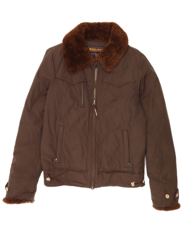 Woolrich Damen Wattierte Jacke UK 16 Large Braune Baumwolle