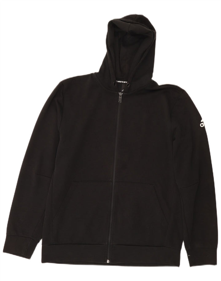 Adidas Herren-Kapuzenpullover mit Reißverschluss, groß, aus schwarzem Polyester