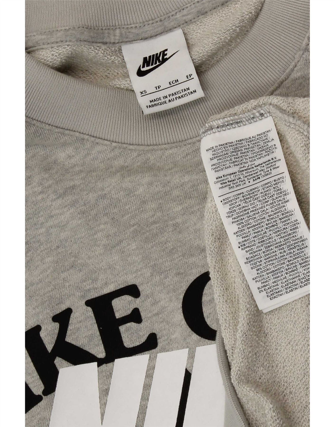 Nike Herren-Sweatshirt mit Grafik, XS, graue Baumwolle