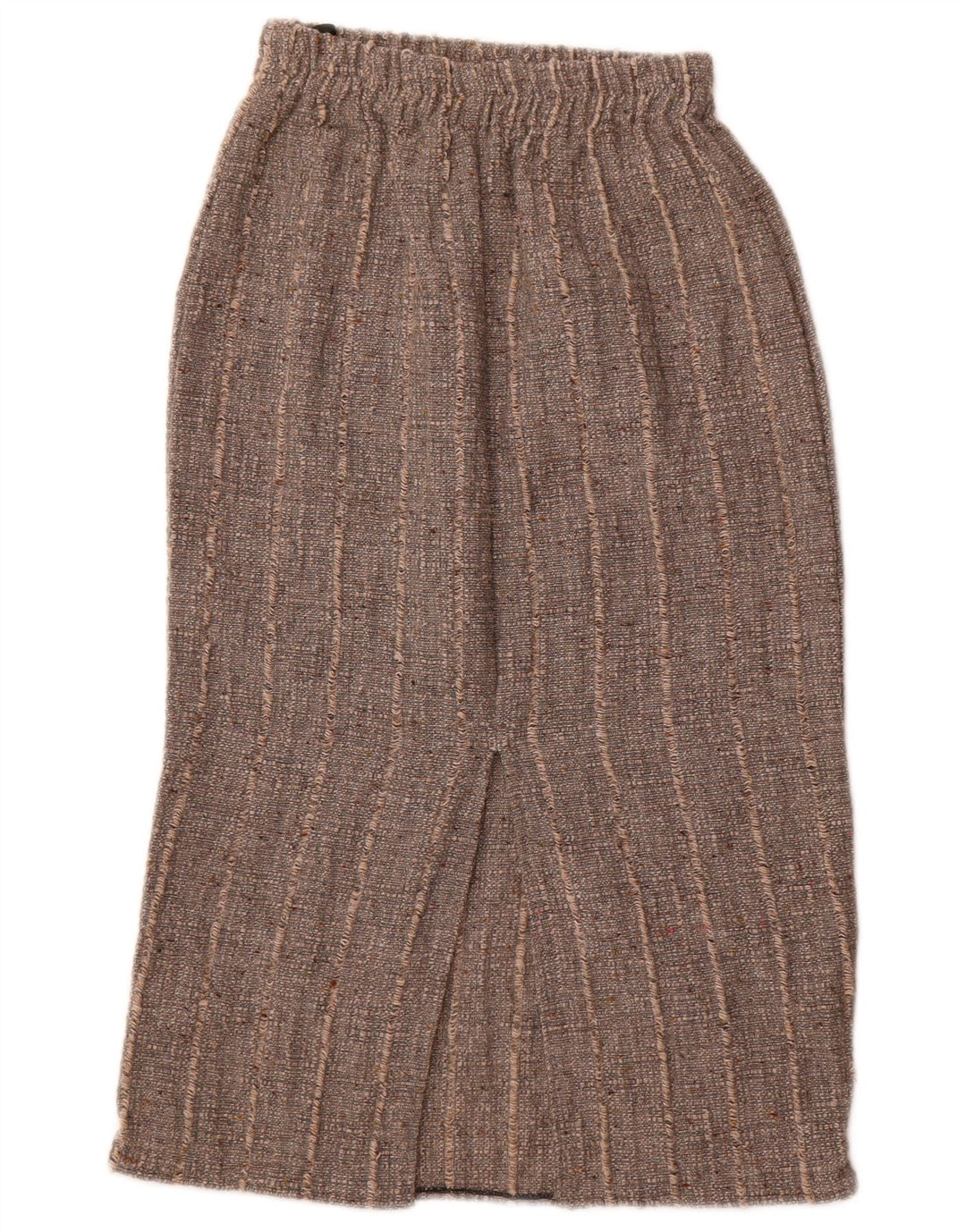 Vintage Damen Midirock W26 Klein grau gestreift Polyacryl