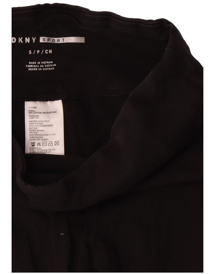 Dkny Womens Crop Graphic Leggings UK 8 Small Schwarze Baumwolle
