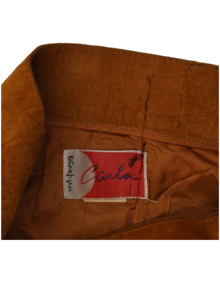 Vintage Damen Carla Wildleder Minirock Groß W32 Braun