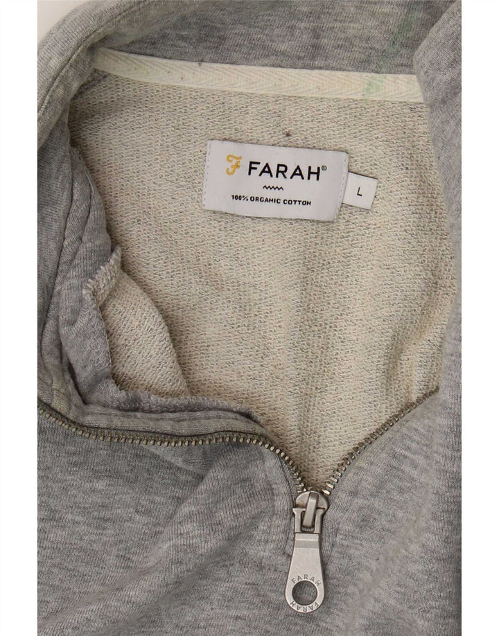 Farah Damen-Sweatshirt mit Reißverschluss am Hals, UK 16, Größe L, Grau, Baumwolle