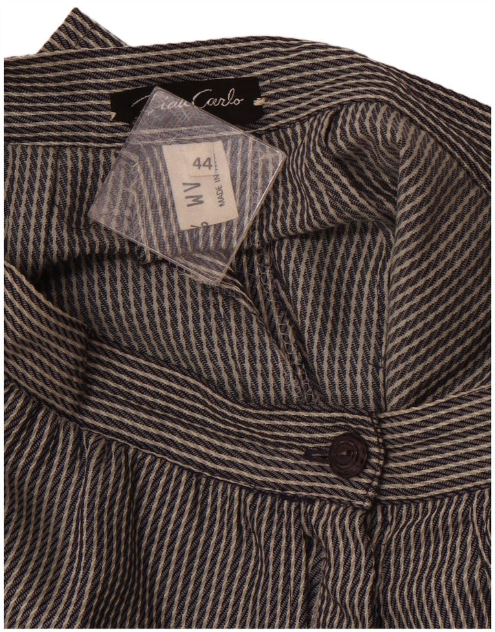 VINTAGE Damen Bermudashorts mit hoher Taille IT 44 Medium W26 Grau gestreift