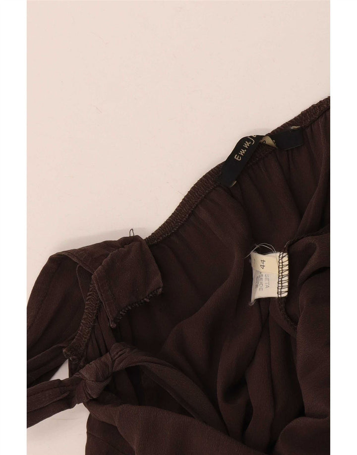 Vintage Damen Ärmelloser Overall IT 44 Mittelbraune Seide