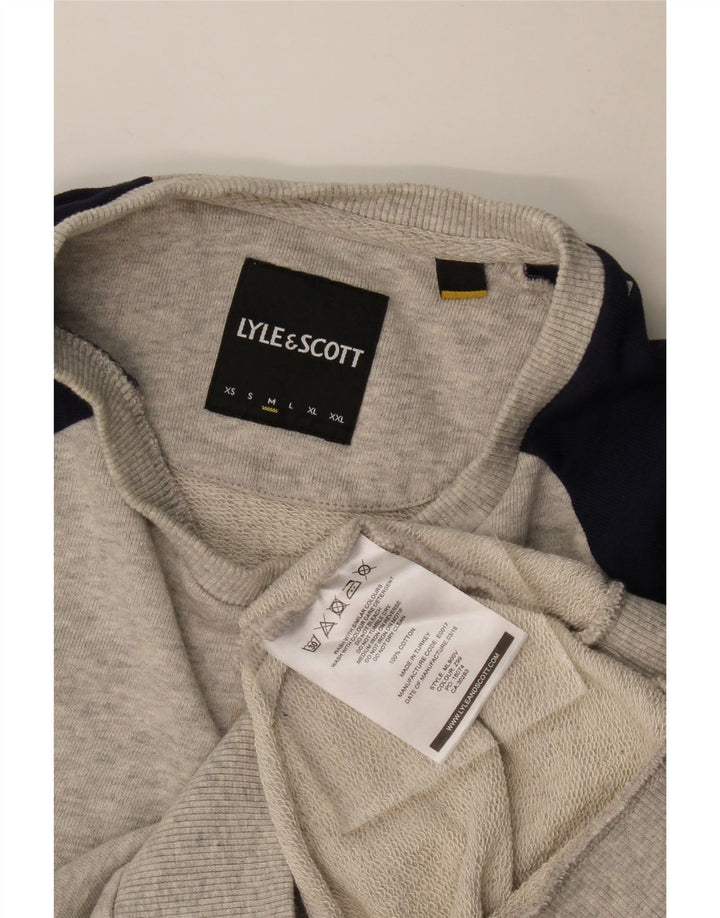 Lyle & Scott Herren-Sweatshirt-Pullover aus mittelgrauer Colourblock-Baumwolle