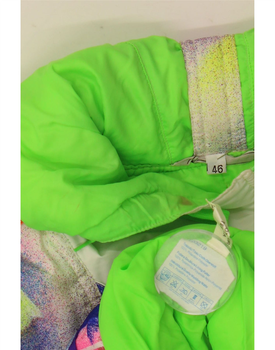 Brunik Damen-Windbreakerjacke mit Kapuze, Größe 46, groß, mehrfarbig, geometrisch