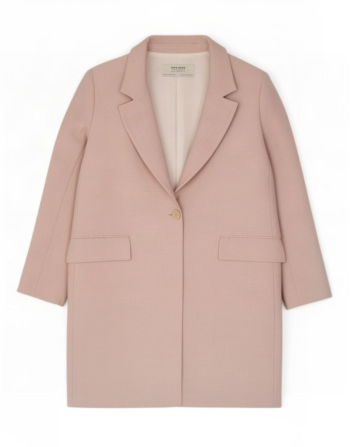 Zara Damen Übergroßer Mantel UK 10 Small Rosa Polyester