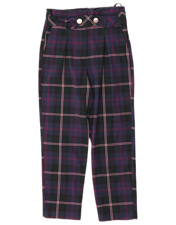 Topshop Damen Tapered Chino-Hose, UK 8, Größe S, W26, L24, Marineblau kariert