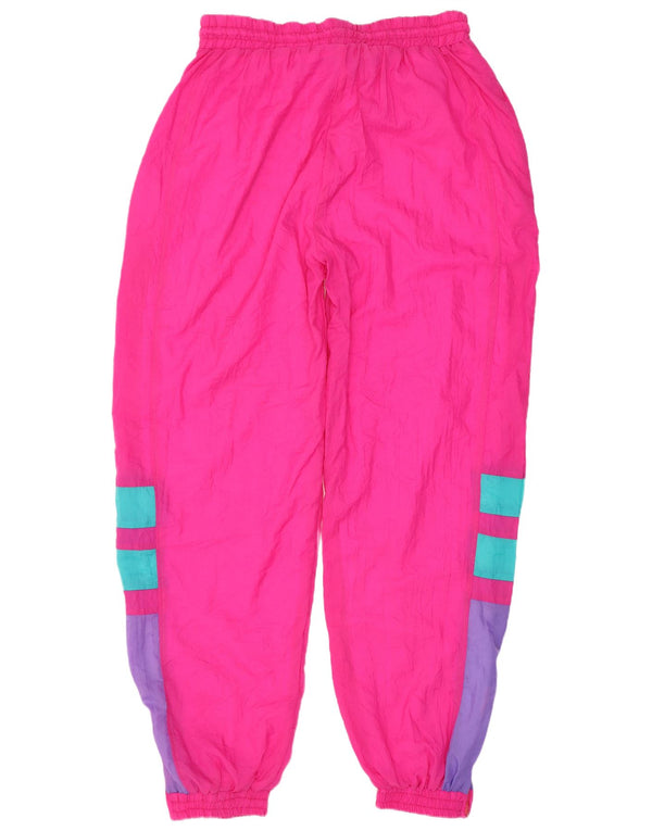 Vintage Damen Trainingshose Jogger UK 14 Large Pink Colourblock