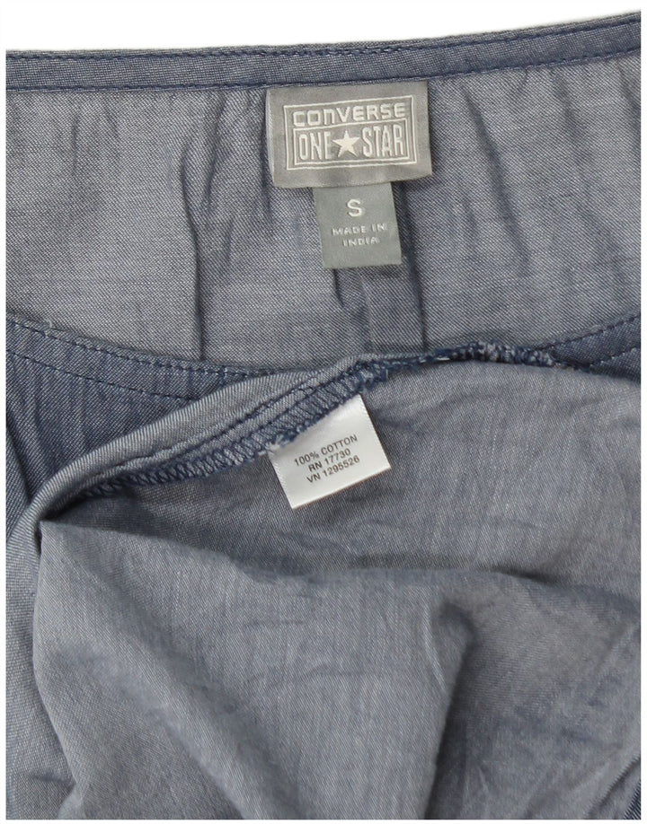 CONVERSE Damen ärmelloses A-Linien-Kleid UK 10 Small Blau Baumwolle